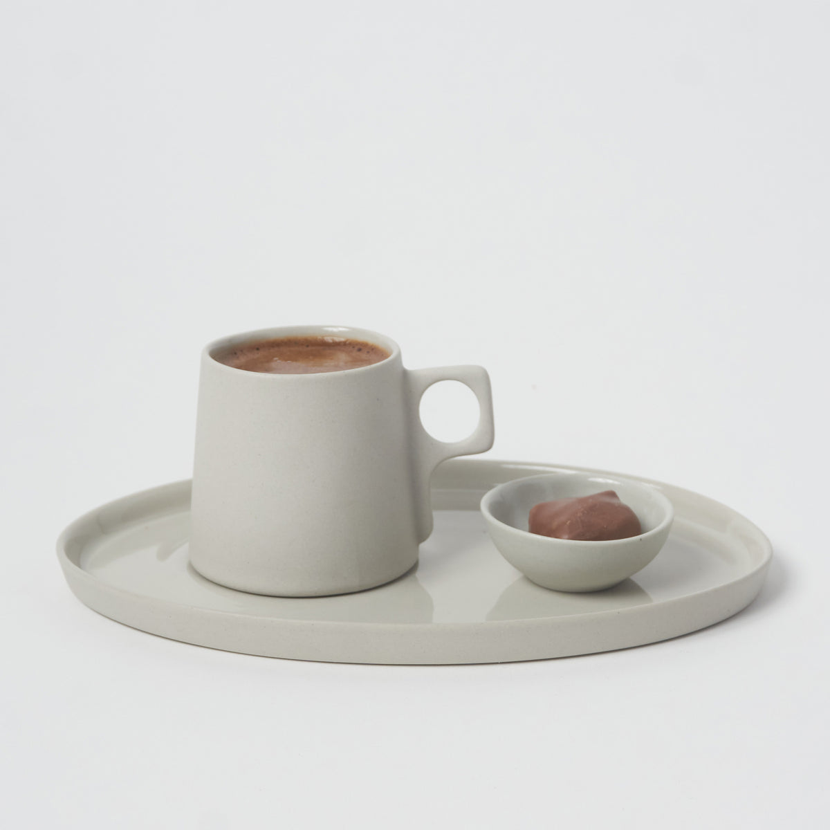 Basıc Oval Kahve Tabağı / Açık Gri