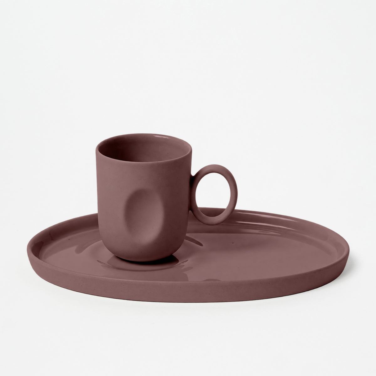 Basıc Oval Kahve Tabağı / Mürdüm