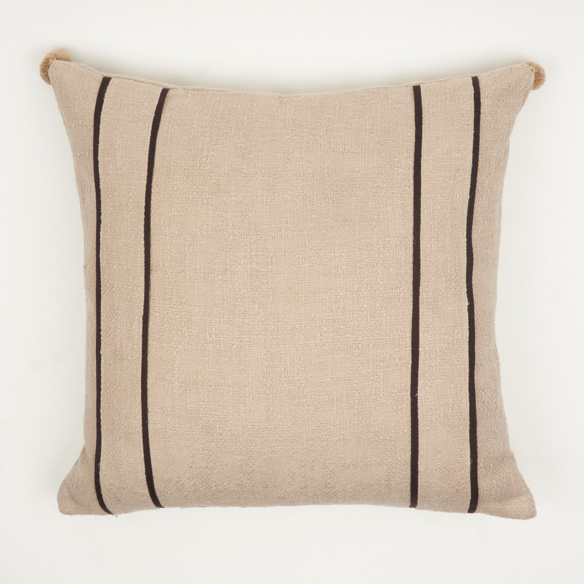 Kahve Çizgi Detaylı Bej Kırlent Kılıfı 50 x 50 cm
