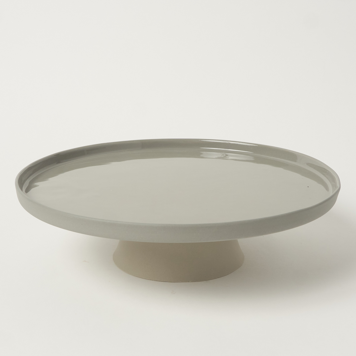 Ayaklı Porselen Servis Tabağı 28 cm / Gri