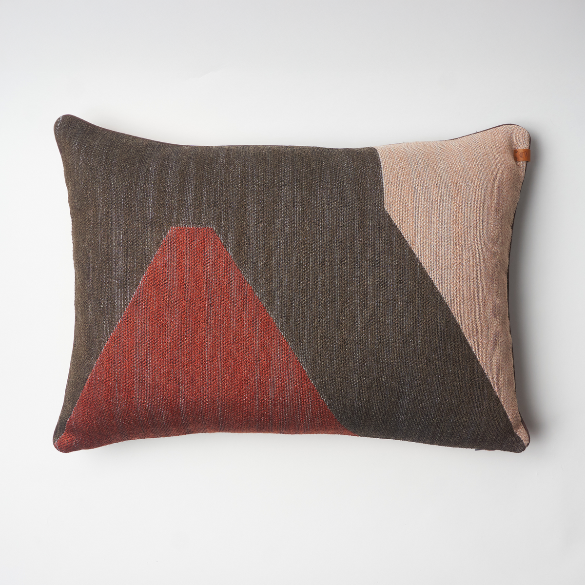 Bordo & Toprak Tonlu Geometrik Desenli Kırlent Kılıfı 35x50 cm