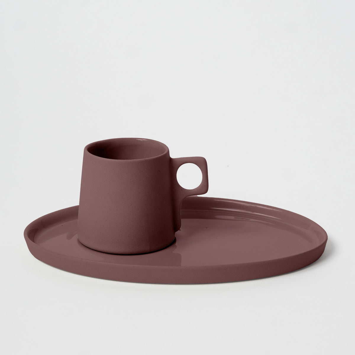 Basıc Oval Kahve Tabağı / Mürdüm