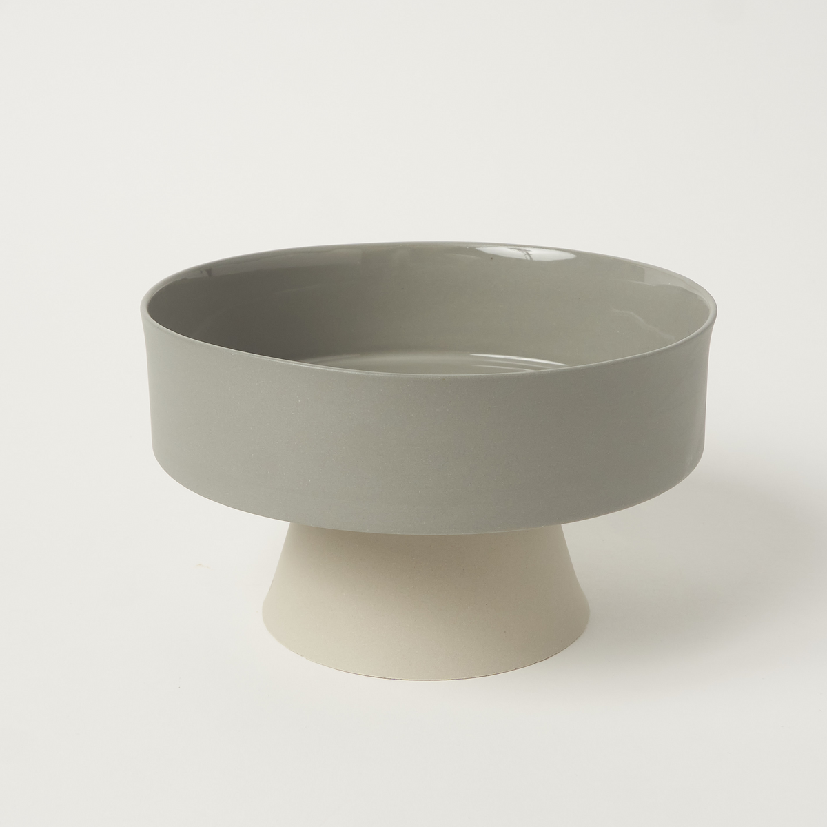 Ayaklı Porselen Servis Tabağı 19 cm / Gri