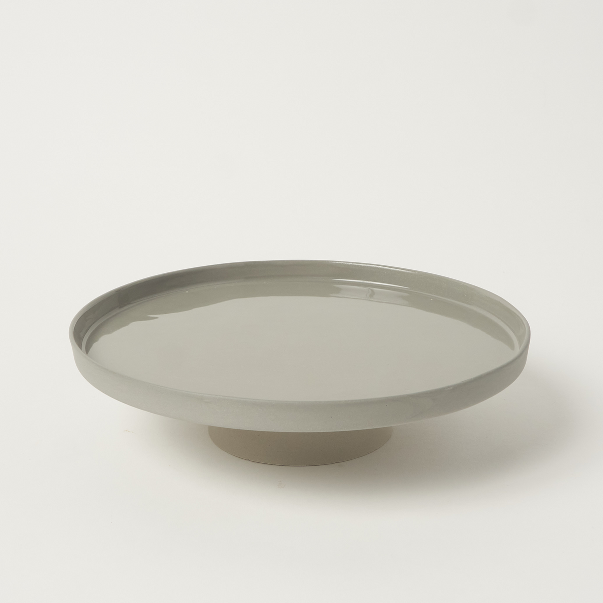 Ayaklı Porselen Servis Tabağı 23 cm / Gri