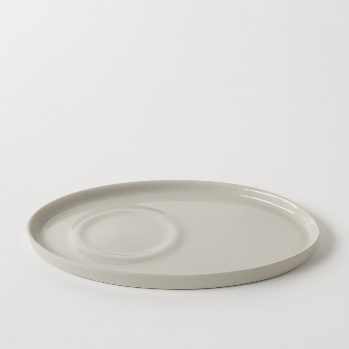 Basıc Oval Kahve Tabağı / Açık Gri