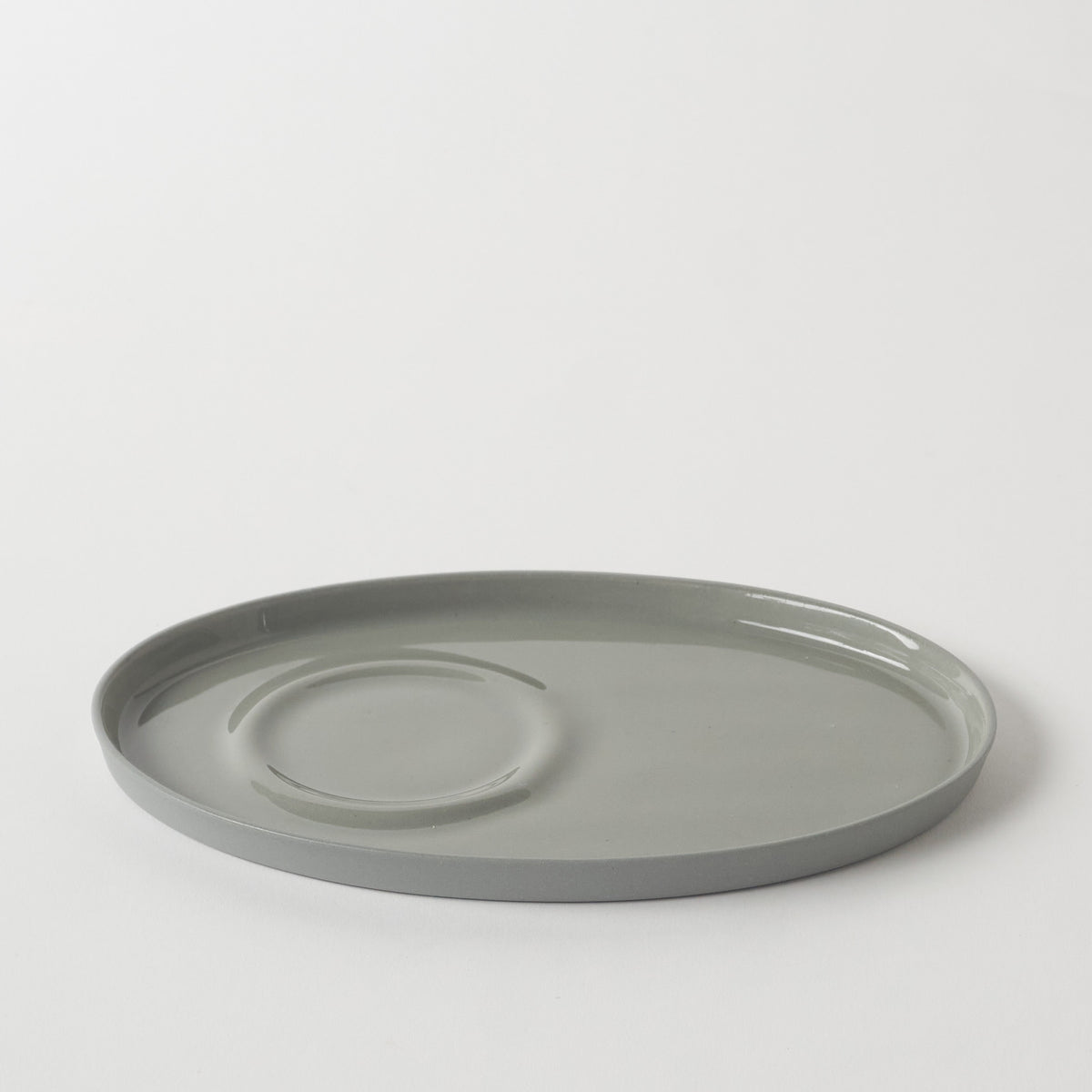 Basıc Oval Kahve Tabağı / Antik Gri