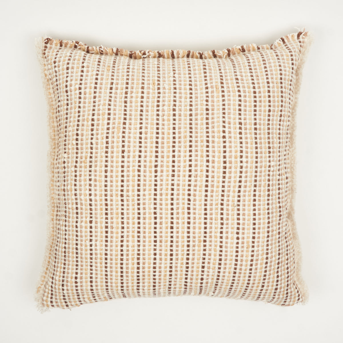 Toprak Tonlarında Kareli Özel Dokuma Kırlent Kılıfı 50 x 50 cm