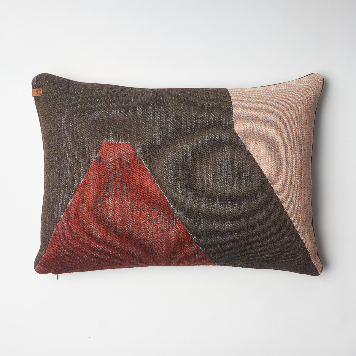 Bordo & Toprak Tonlu Geometrik Desenli Kırlent Kılıfı 35x50 cm