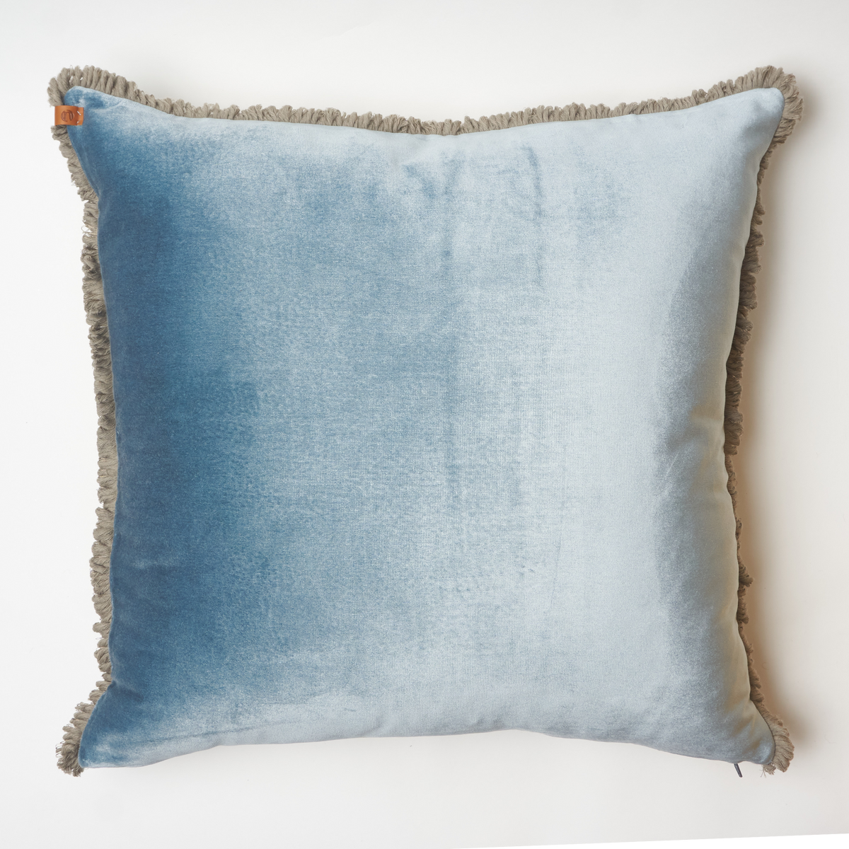 Çift Taraflı Mavi Kadife & Çizgili Kırlent Kılıfı 50 x 50 cm