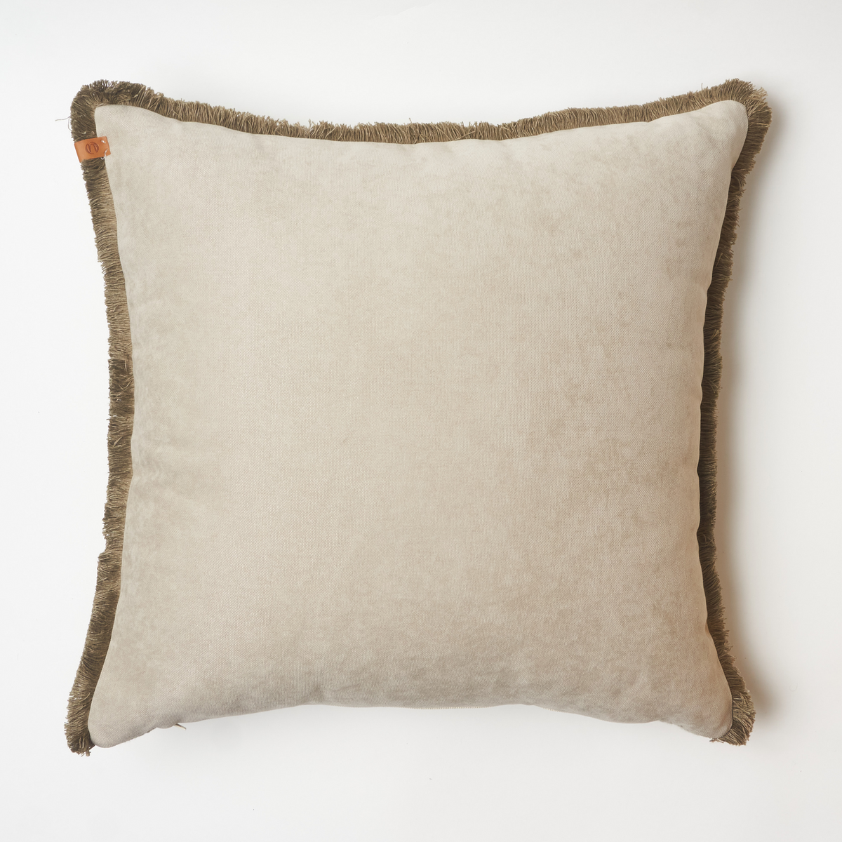 Çift Taraflı Taş Rengi Saçaklı Kırlent Kılıfı 50 x 50 cm